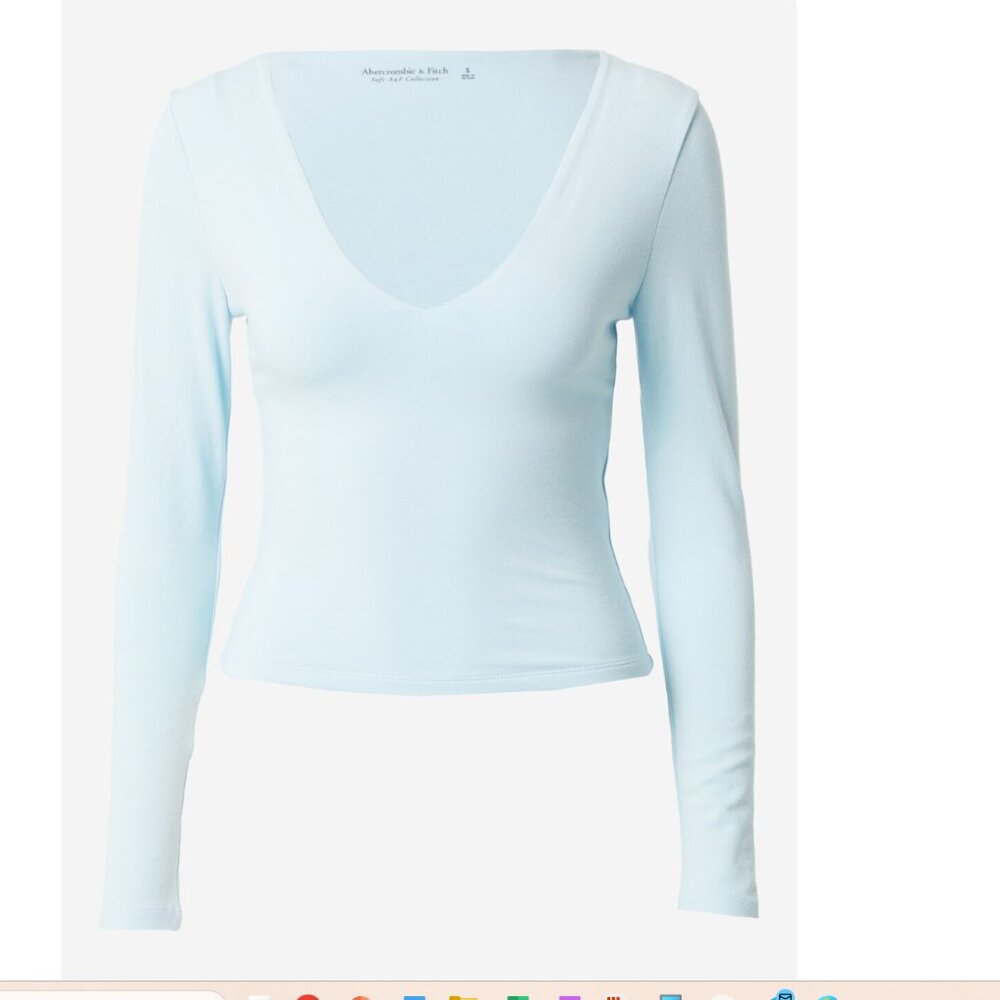 Abercrombie & Fitch Soft AF Cotton Seamless V-Neck Cropped Long Sleeve Tee Med